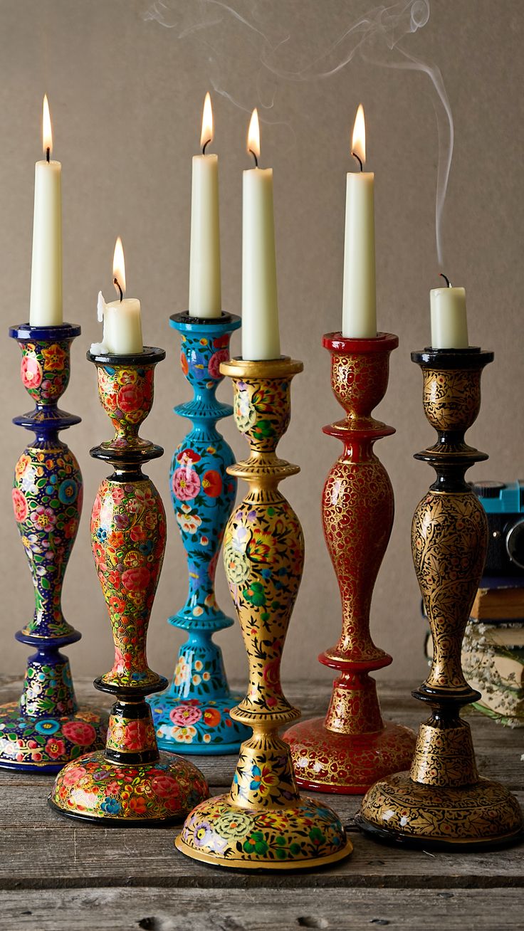 Hand-Painted Candle Stick Holders